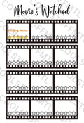 Movie Tracker - A5 Journal Page - Printable Tracker