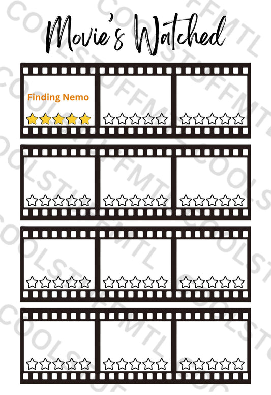 Movie Tracker - A5 Journal Page - Printable Tracker