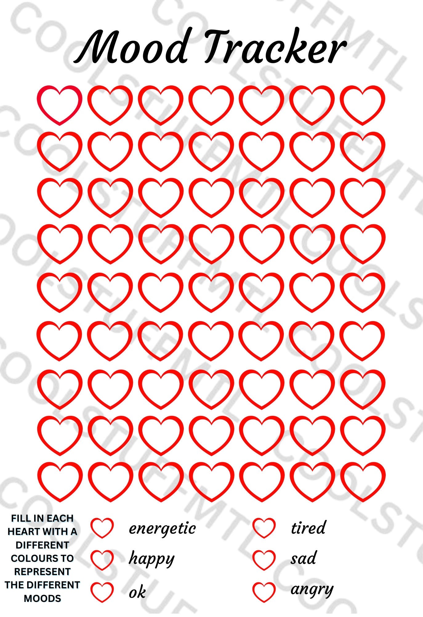 Mood Tracker - A5 Journal Page - Printable Tracker